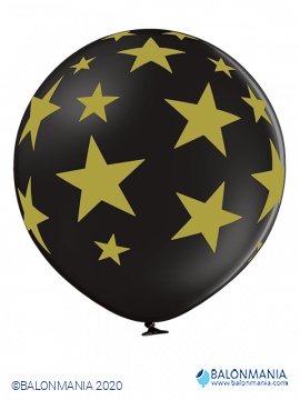 Zlatne zvijezde crni jumbo balon lateks 1 kom