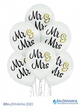 Balon lateks "Mr & Mrs" 6 kom