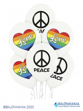 Balon Love&Peace, lateks (6 kom)