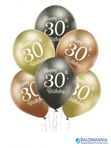 Balon 30 rojstni dan glossy, lateks (6 kom)