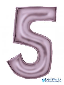 Balon 5 številka roza velik - svilen sijaj