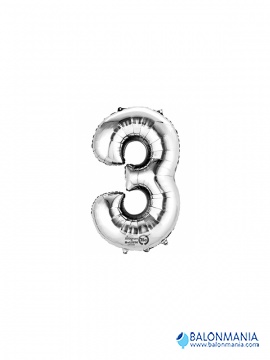 Balon 3 srebrni številka mini