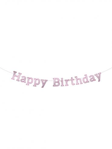 Viseč napis Happy Birthday Pink glossy