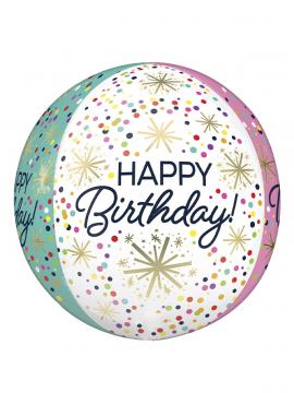 Balon ORBZ Happy Birthday Confetti