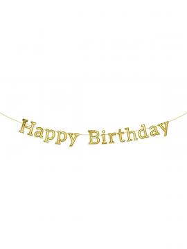 Viseč napis Happy Birthday črni glossy