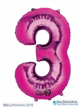 Balon 3 roza številka