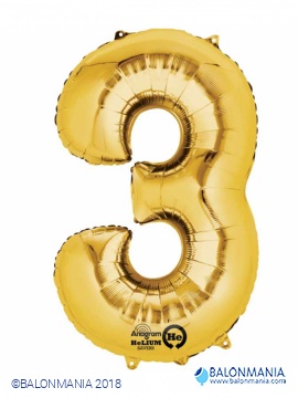 Balon 3 zlat številka