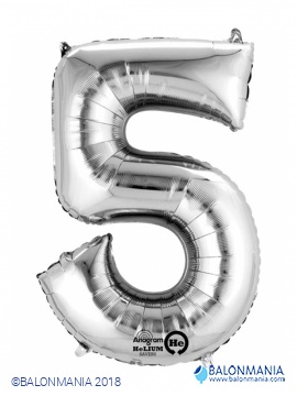Balon 5 srebrni številka