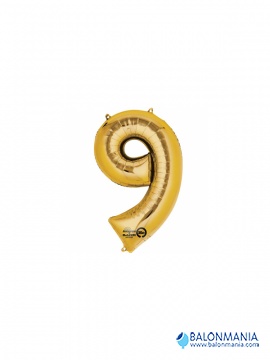 Balon 9 zlat številka mini